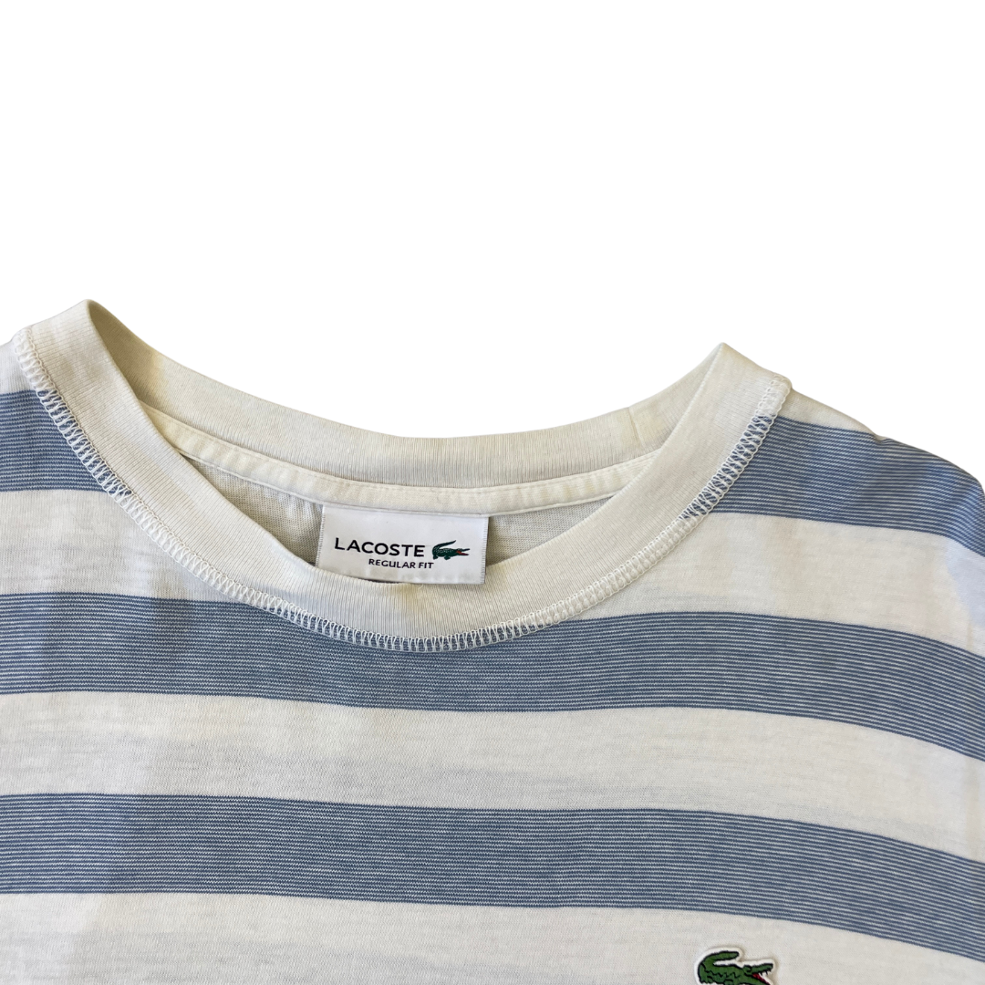 Size Small Lacoste Blue/White Stripe T-Shirt