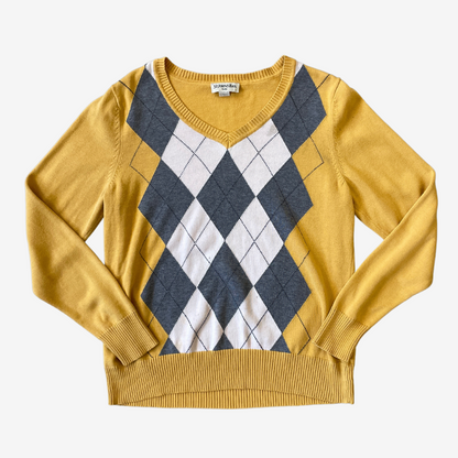 Size Medium Y2K Yellow Diamond Knit