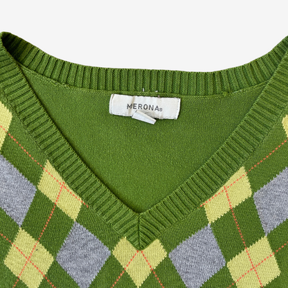 Size Small Green Diamond Knit