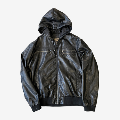 Size XL Ringspun Black Hooded Jacket