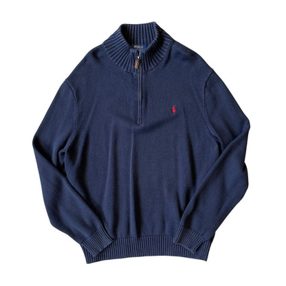 Size XL Ralph Lauren 1/4 Zip Navy Knit Jumper