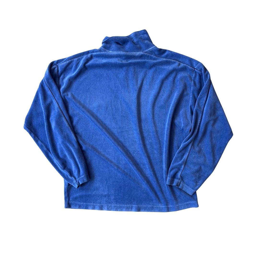 Size XL Firetrap Blue 1/4 Zip Velour Sweatshirt