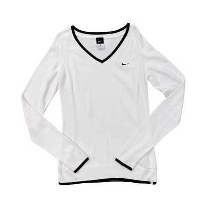 Women s Small Nike V Neck White Jumper gullygarms