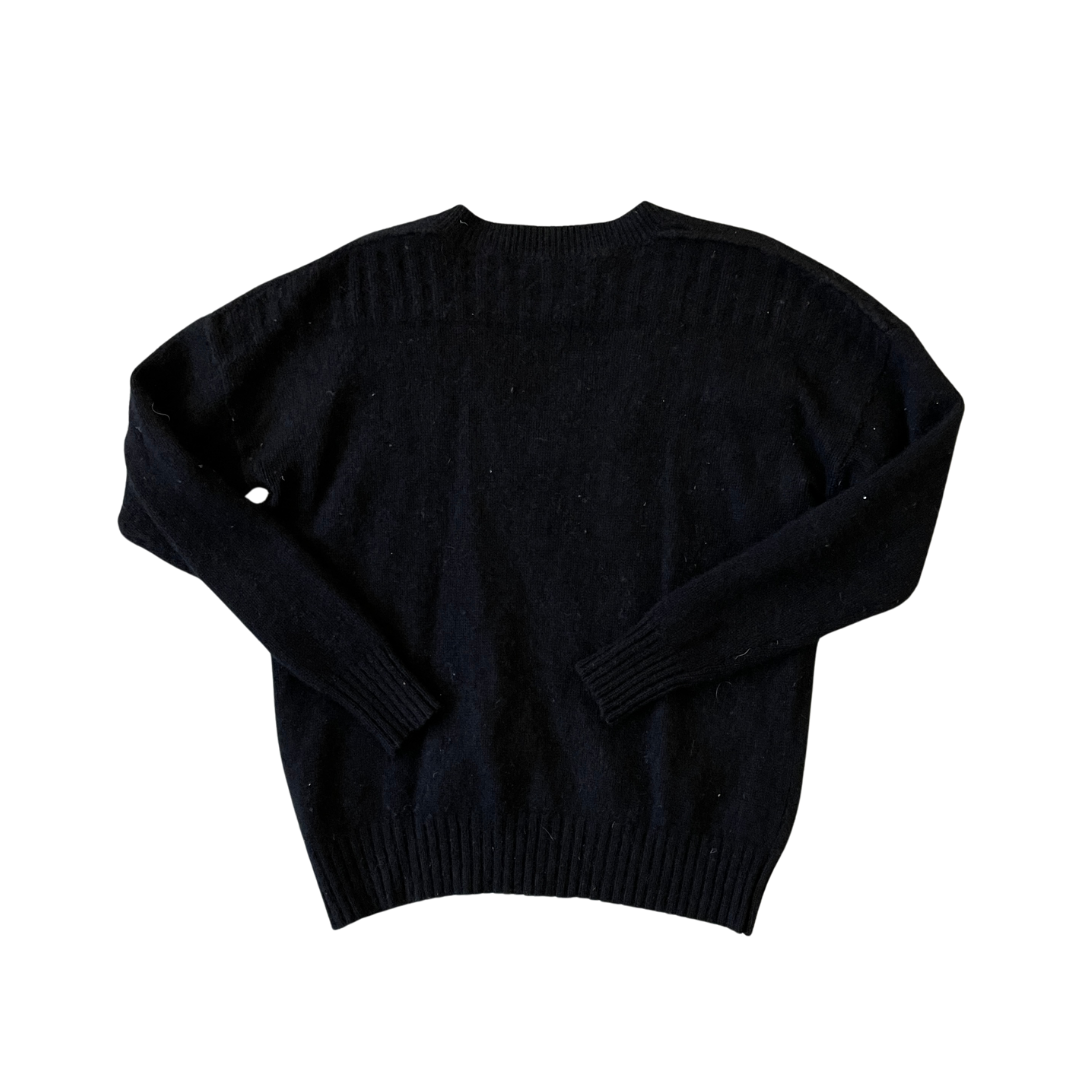 Women's XS 360 Cashmere V-Neck Black Knit