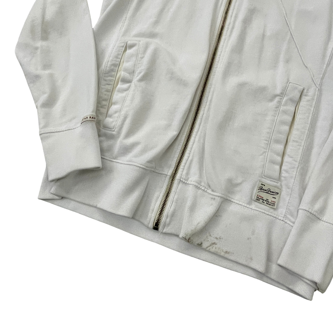 Size Large G-Star White Zip-Up Sweatshirt