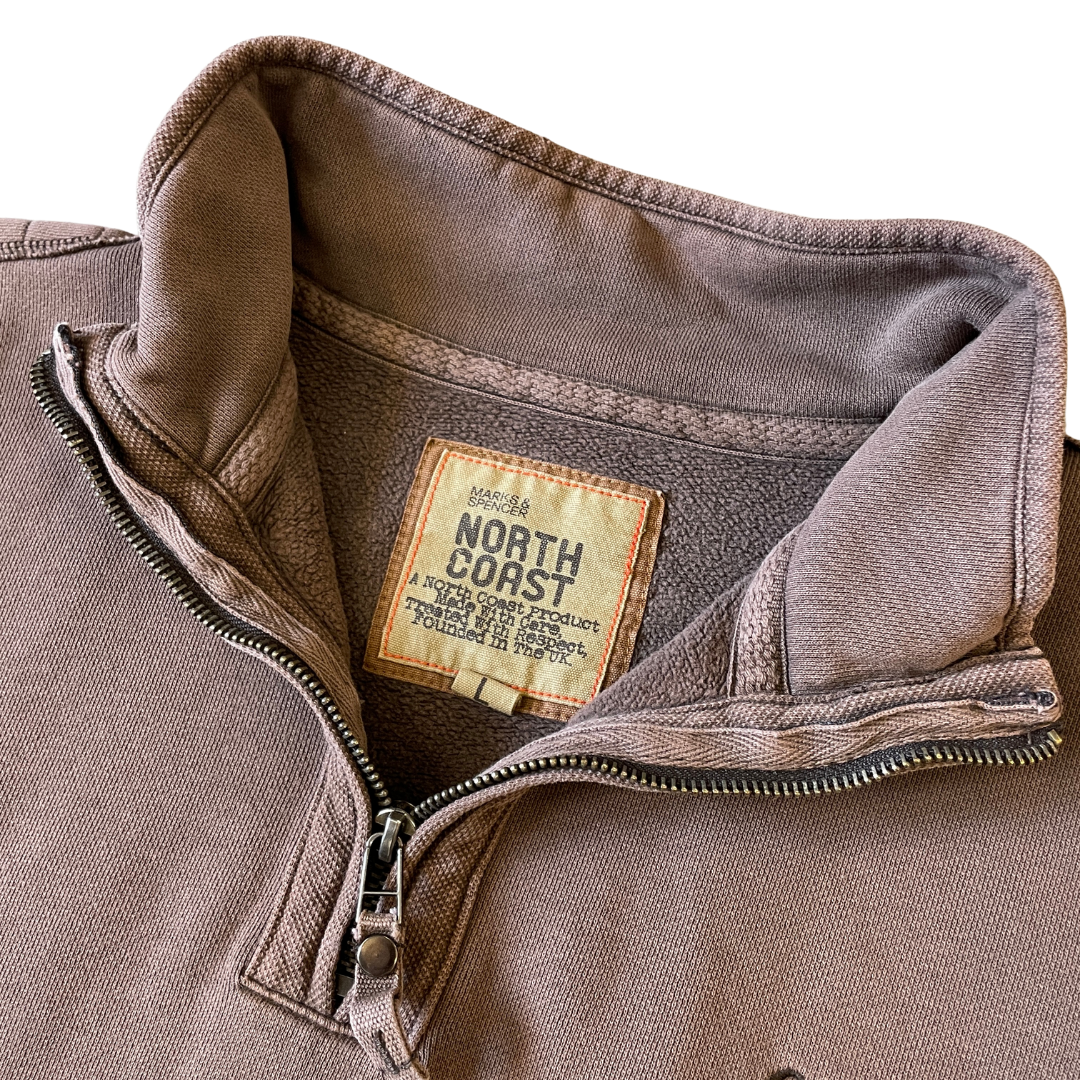 Size Large North Coast 1/4 Zip Brown Sweatshirt