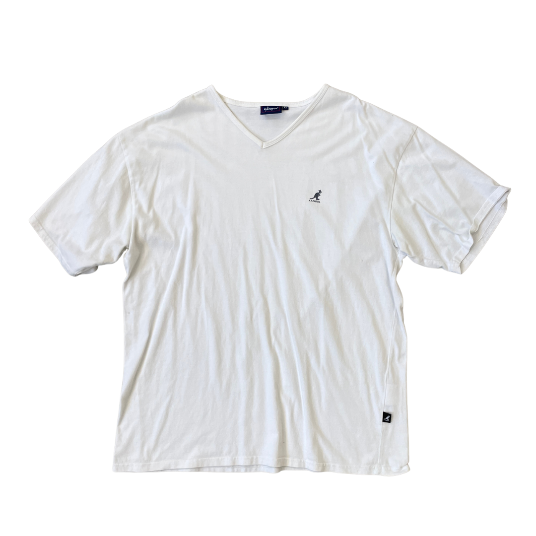 Size XL Kangol V-Neck White T-Shirt