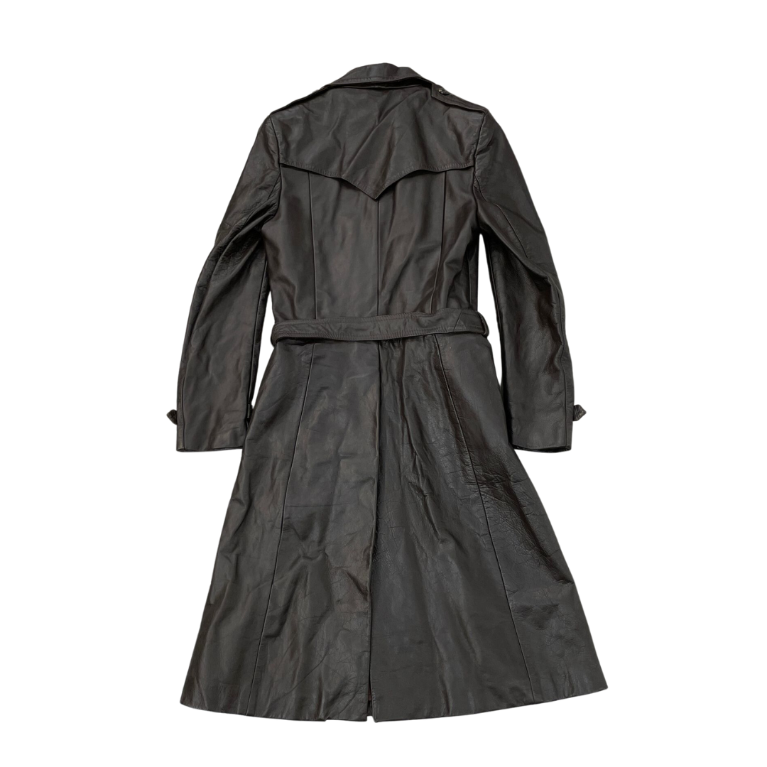 Size Small Black Longline Leather Coat