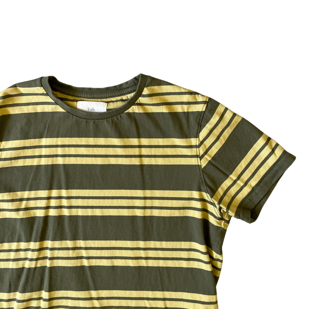 Size Large Folk Green Stripe T-Shirt