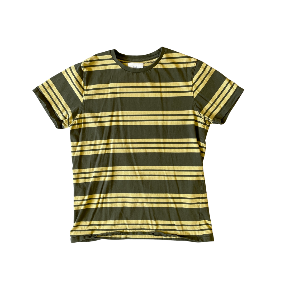 Size Large Folk Green Stripe T-Shirt