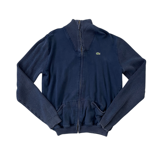 Women's Large Lacoste Zip-Up Navy Sweatshirt