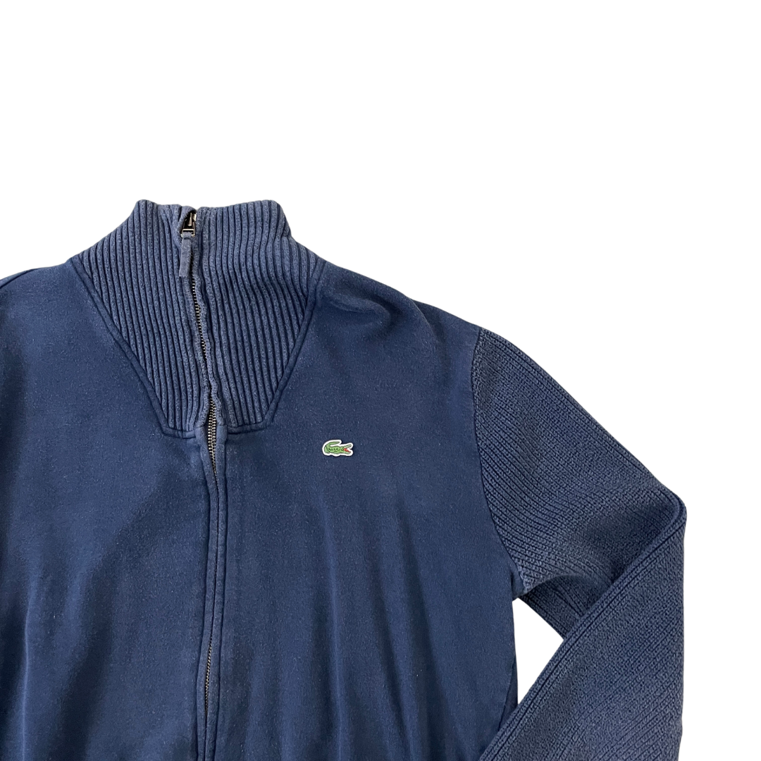 Women's Large Lacoste Zip-Up Navy Sweatshirt