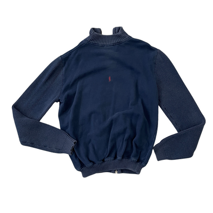 Women's Large Lacoste Zip-Up Navy Sweatshirt