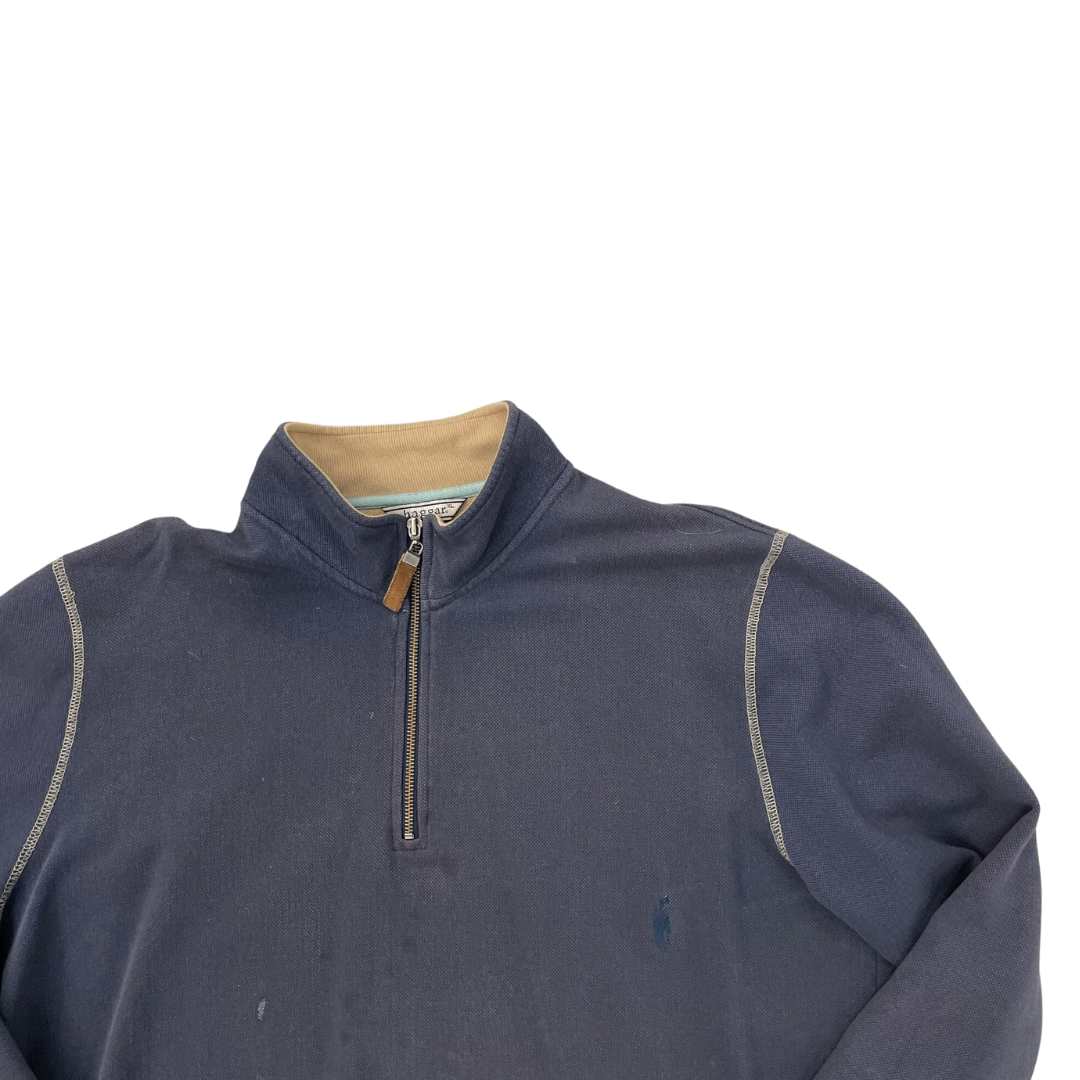 Size XL Haggar 1/4 Zip Navy Sweatshirt