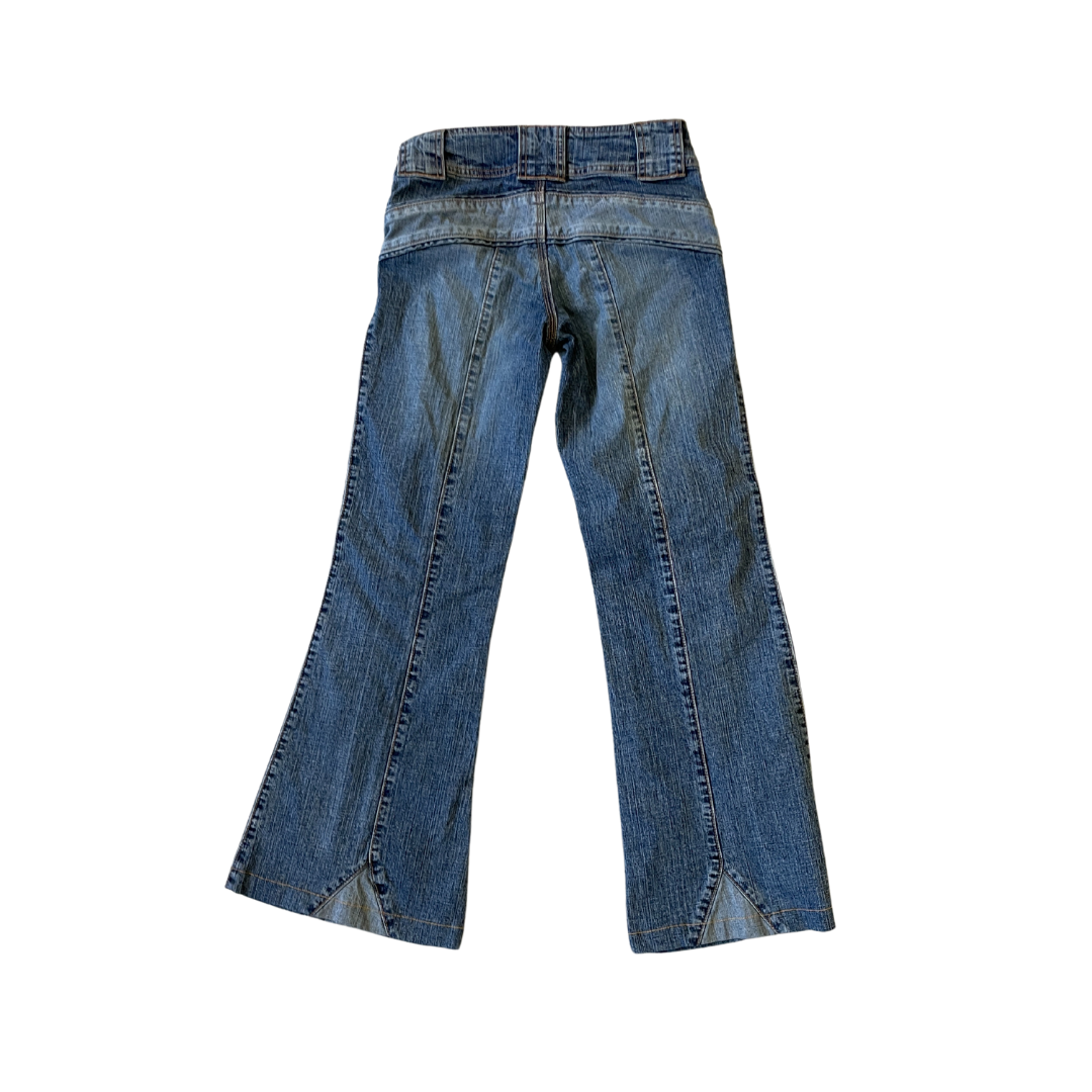 Women's 28W 29L Moto Blue Y2K Denim Jeans