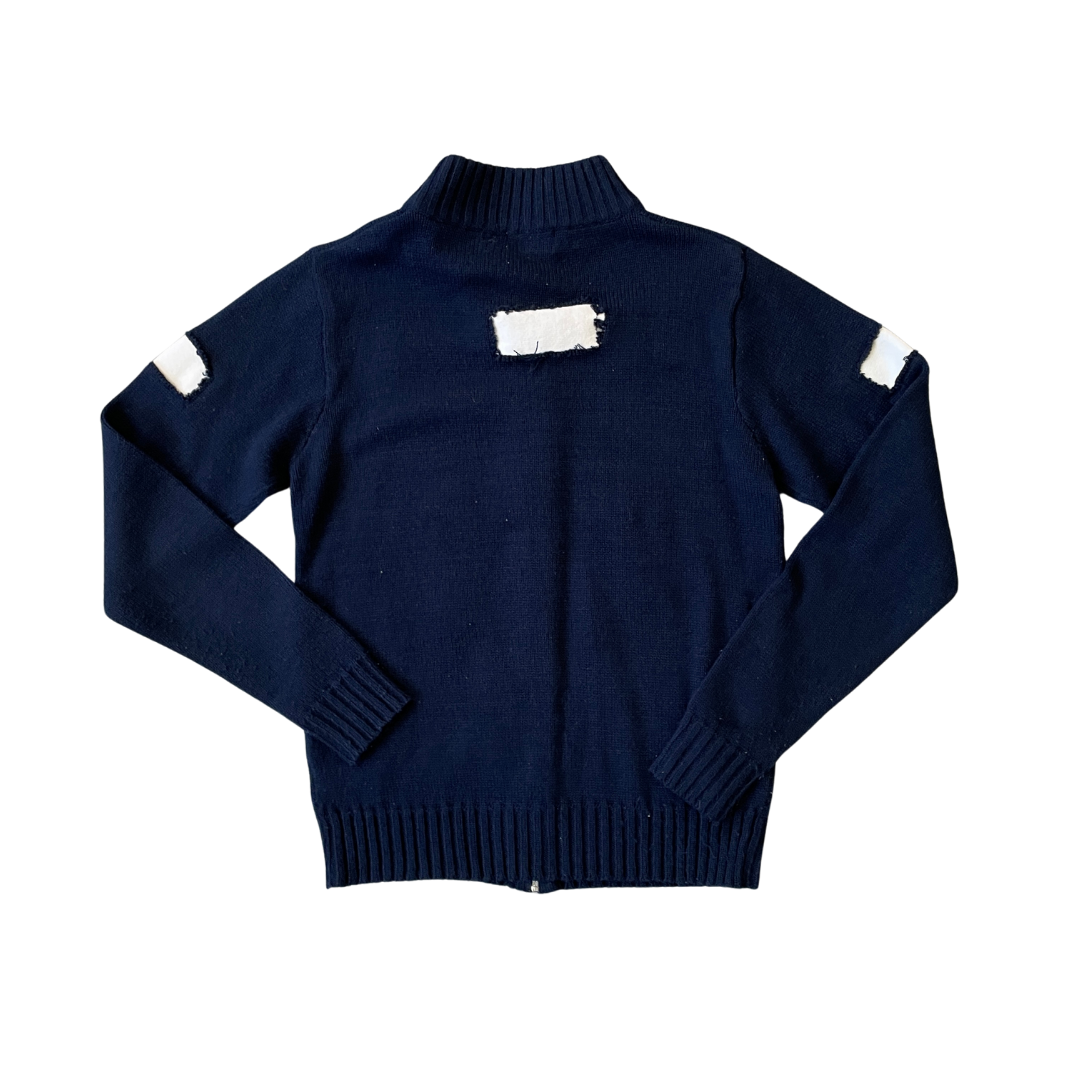 Size Large Navy Zip Up Knit Jumper