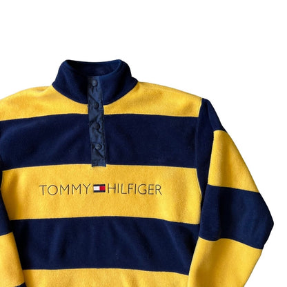 Size Small Tommy Hilfiger Navy/Yellow 1/4 Button Fleece