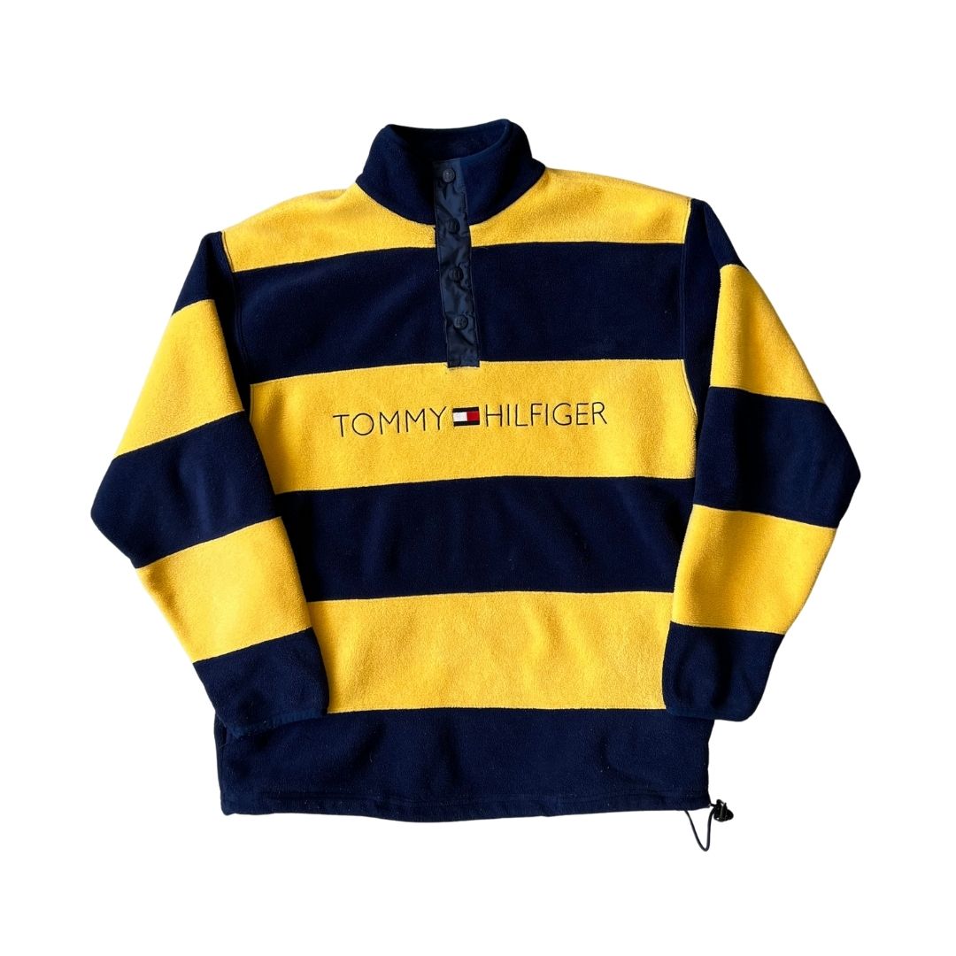 Size Small Tommy Hilfiger Navy/Yellow 1/4 Button Fleece